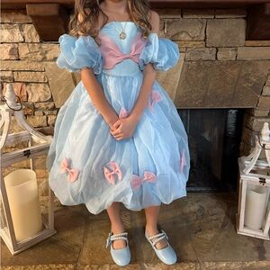 Blue and Pink Off-Shoulder Dress